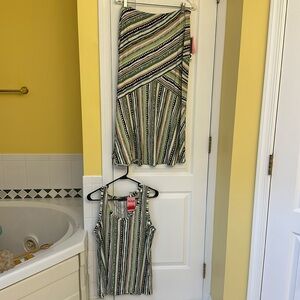 NWT Josephine Chaus rain forest matching tank and midi skirt set